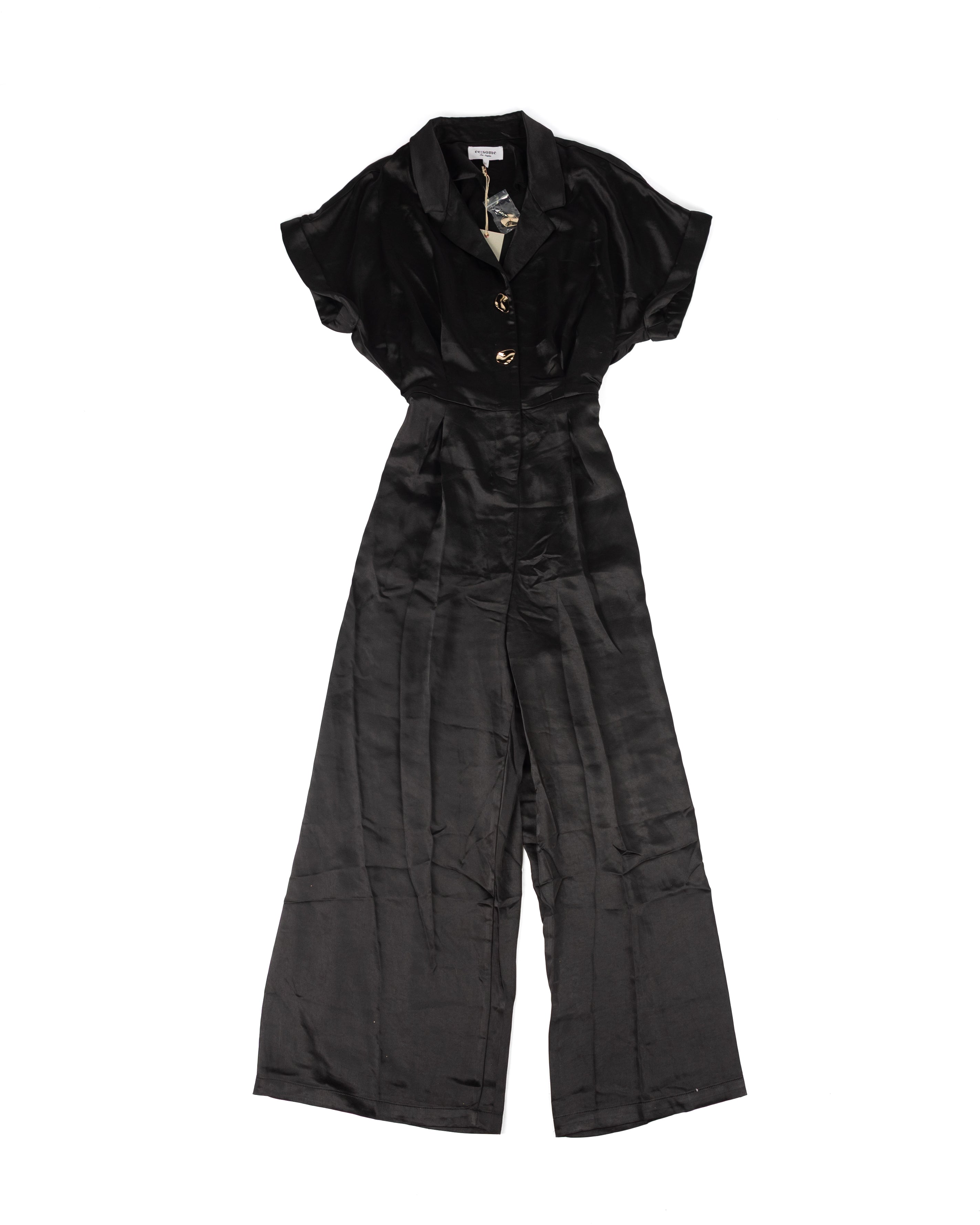 ee:some Women's Black Satin Jumpsuit BH17107