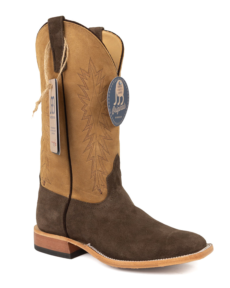 Anderson Bean Men's Chocolate Chap Suede Chino Kidskin Square Toe Boots