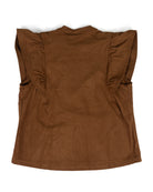 ee:some Women's Mocha Split Neck Flutter Sleeve Top TK16665