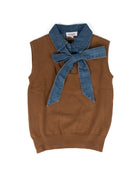 ee:some Women's Coco Denim Tie Neck Sleeveless Knit Top 