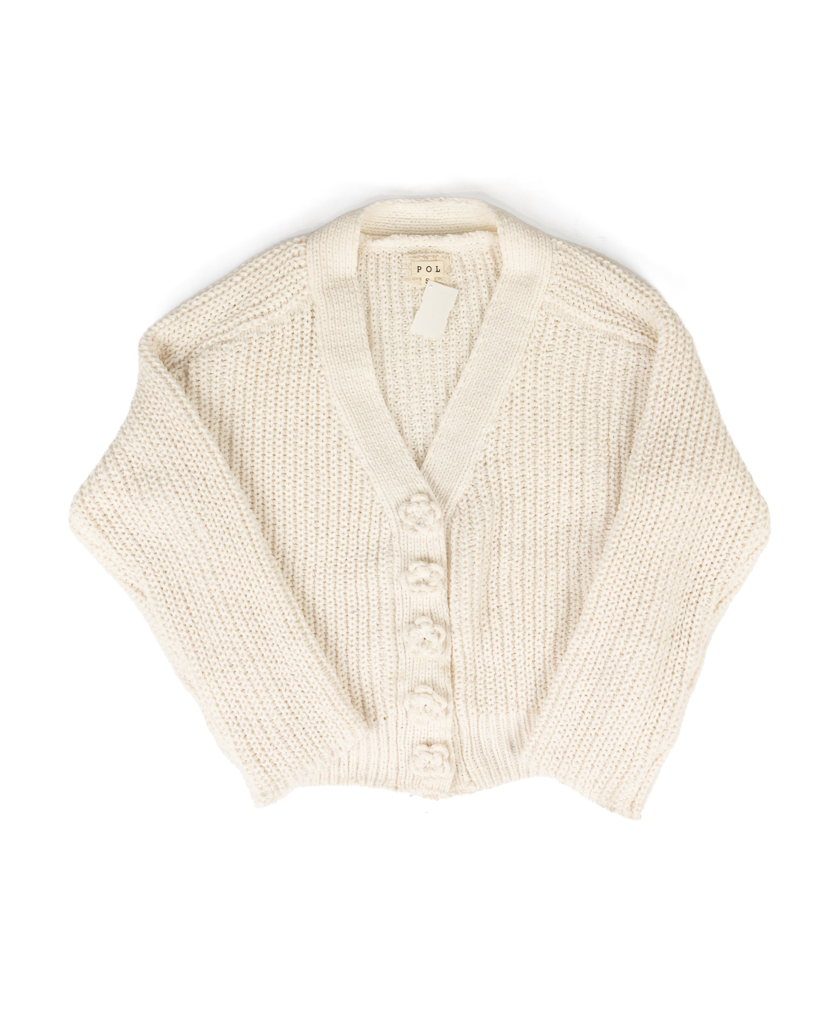 Women's Cream Long Raglan Sleeve V-neck Sweater 