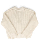 Women's Cream Long Raglan Sleeve V-neck Sweater 
