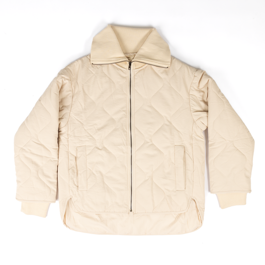 Women's Hem & Thread Quilted Jacket with Ribbed Collar 38669