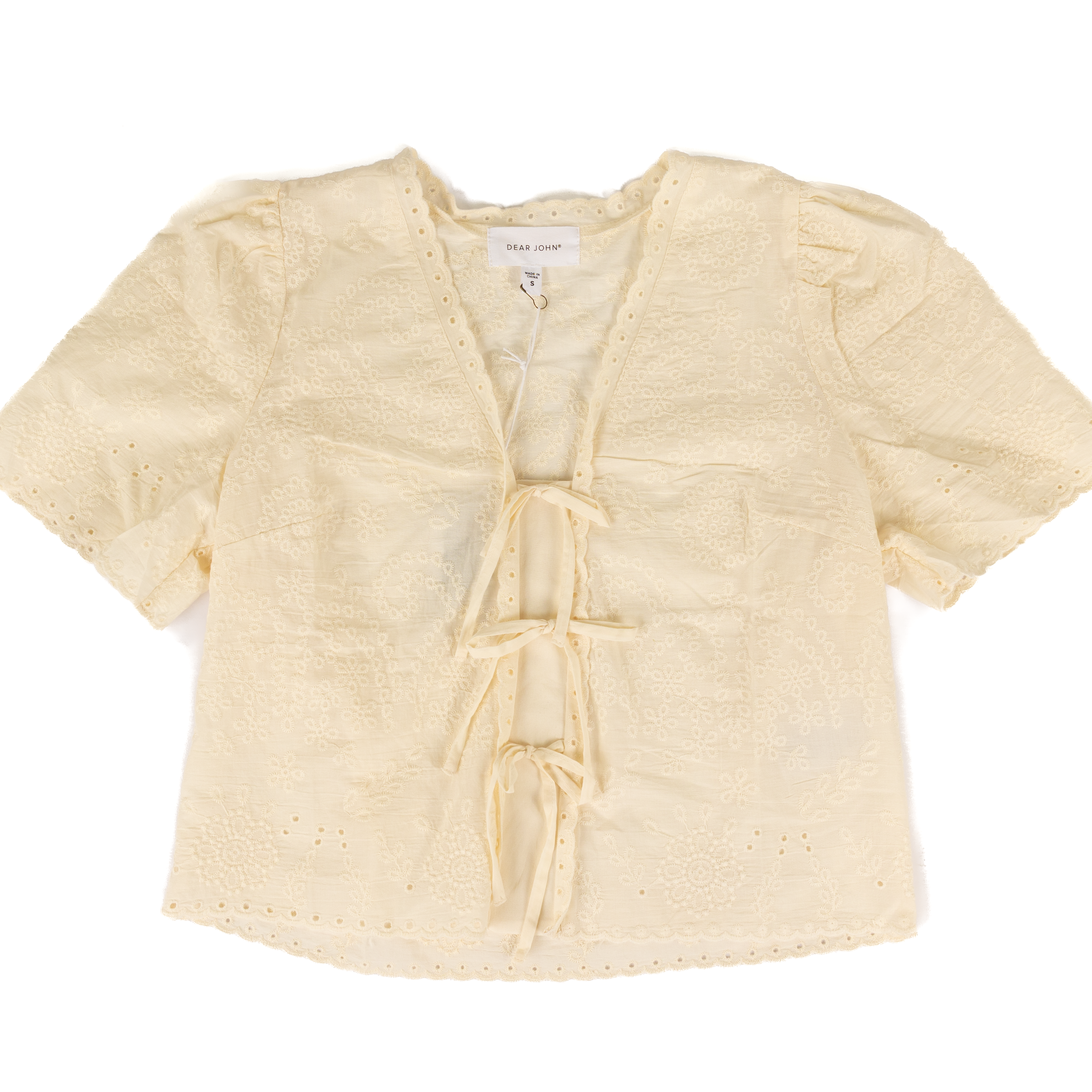 Women's Dear John Cielo Cream Floral Eyelet Blouse DSH1556CRM