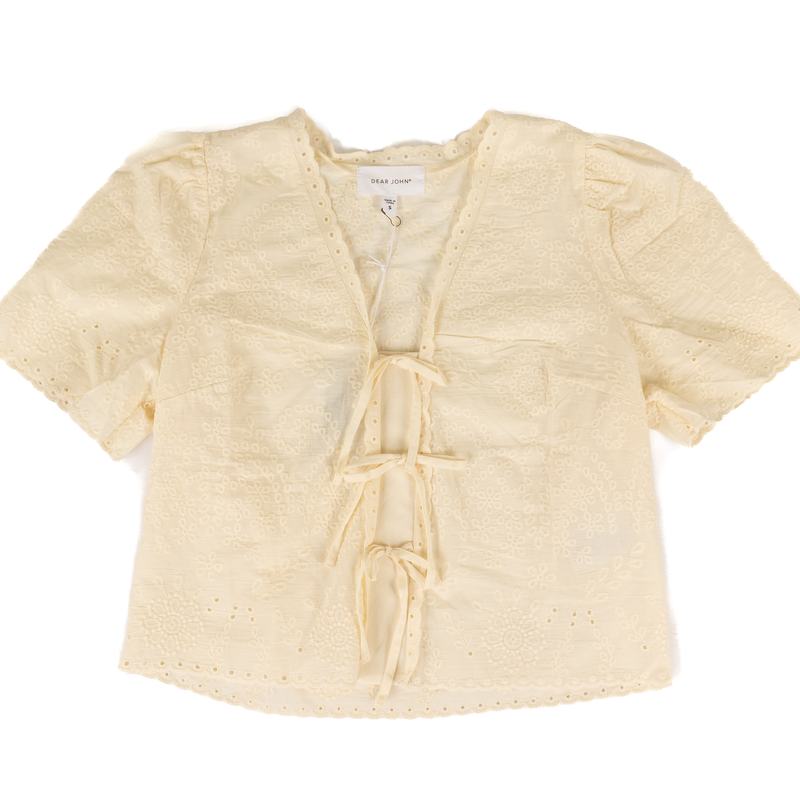 Women's Dear John Cielo Cream Floral Eyelet Blouse DSH1556CRM