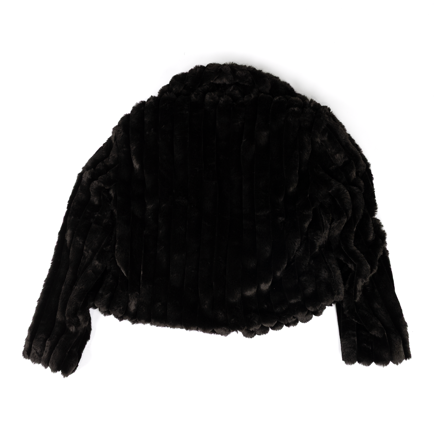 Women's Hem & Thread Faux Black Fur Cheetah Print Lined Jacket 36522