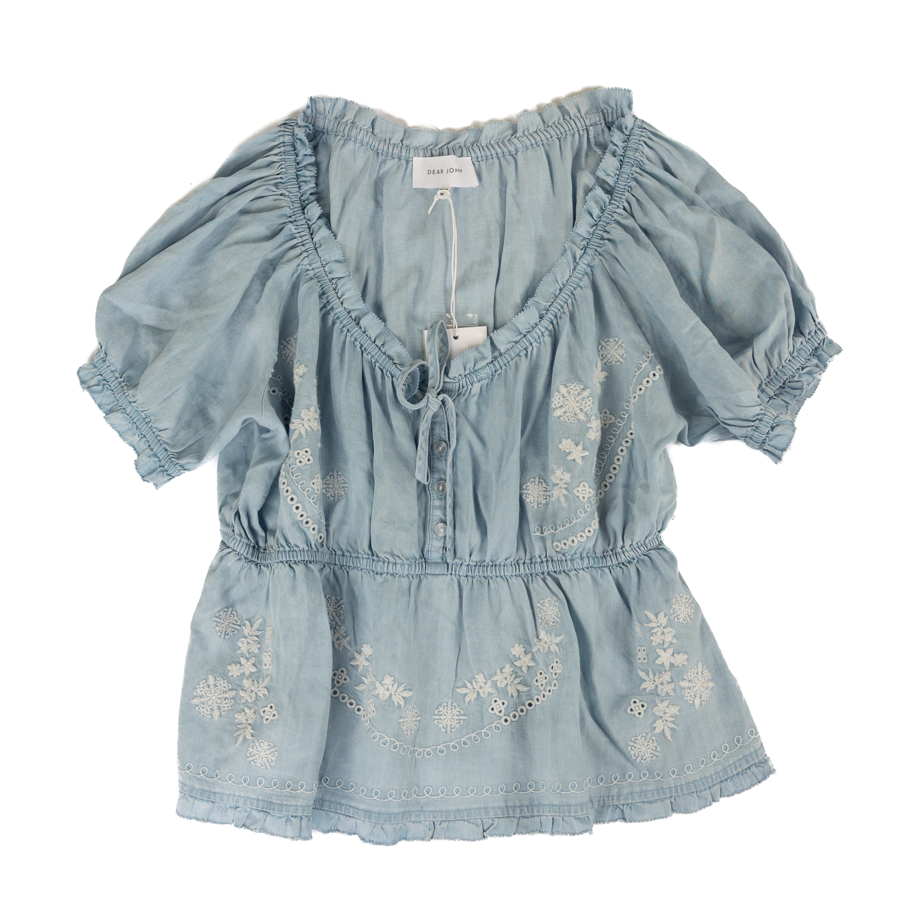 Women's Dear John Short Sleeve Carolina Blue Angelica Blouse DSH1551T2CNB