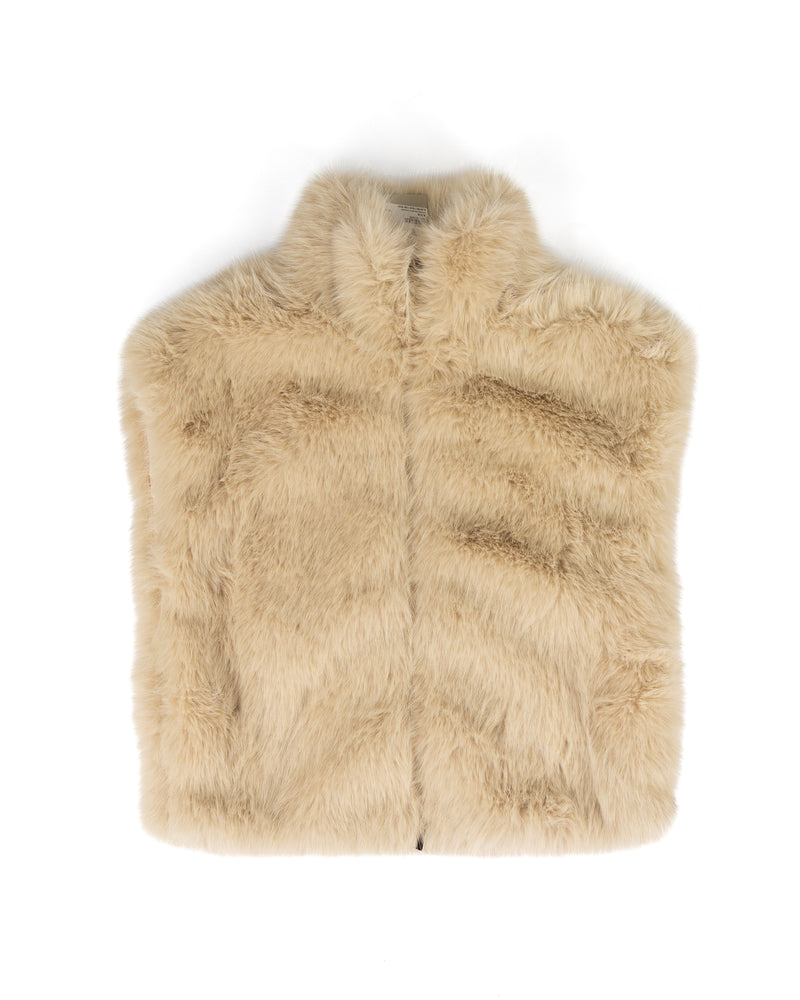 ee:some Women's Almond Faux Fur Vest JK16773