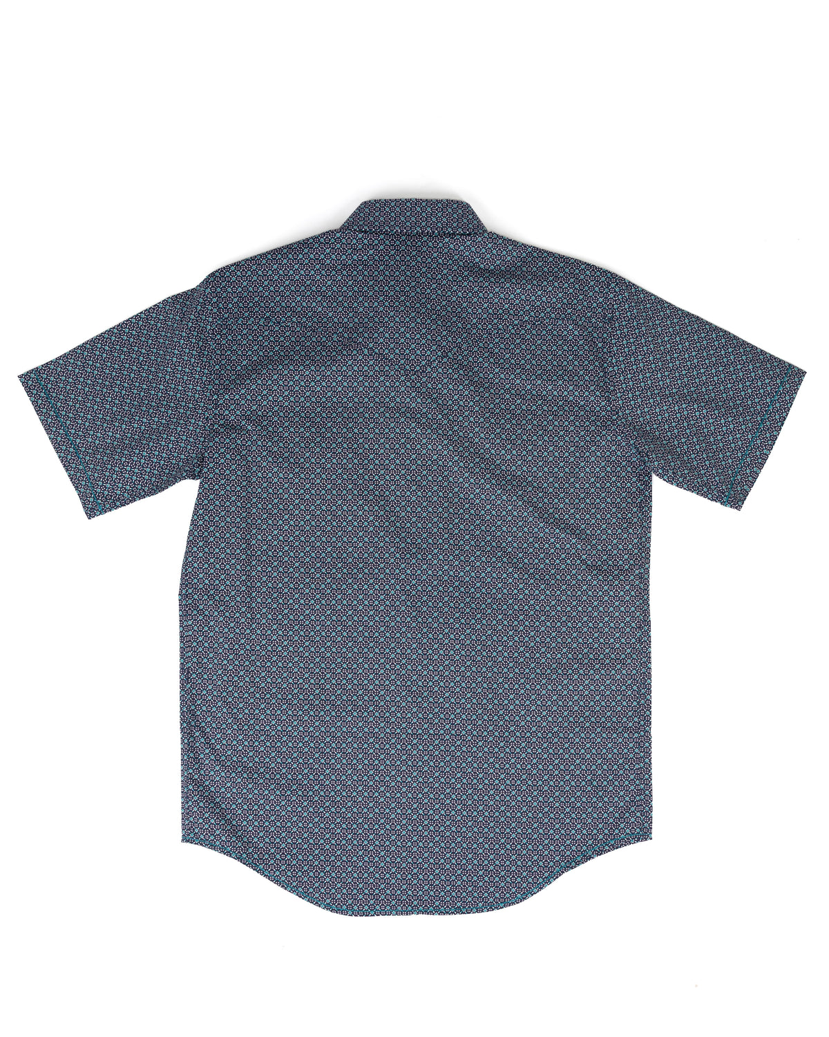 Panhandle Men's Short Sleeve Blue Geo Printed Snap Shirt RMN3S09528