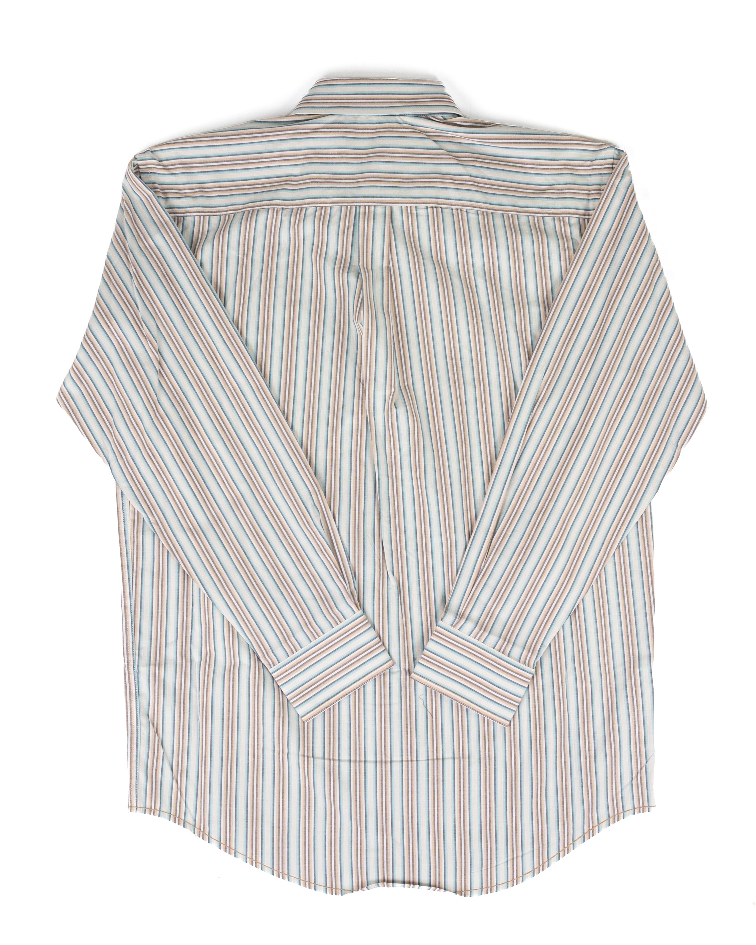 Panhandle Men's Long Sleeve Blue and Tan Striped Button Down Shirt RMB2S09527