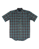 Panhandle Men's Short Sleeve Blue Plaid Button Down Shirt RMB3S09525