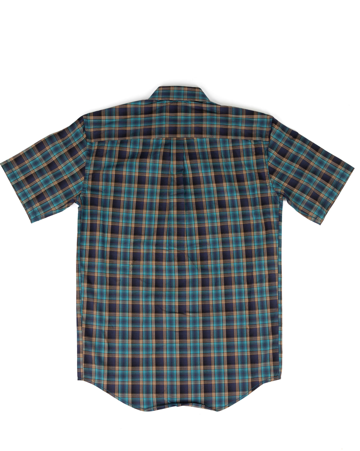 Panhandle Men's Short Sleeve Blue Plaid Button Down Shirt RMB3S09525