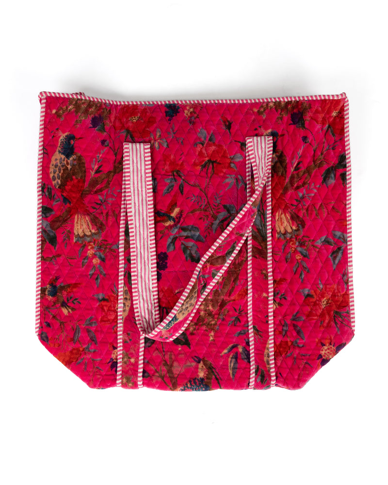 Women's Fuschia Large Quilted Tote Bag 