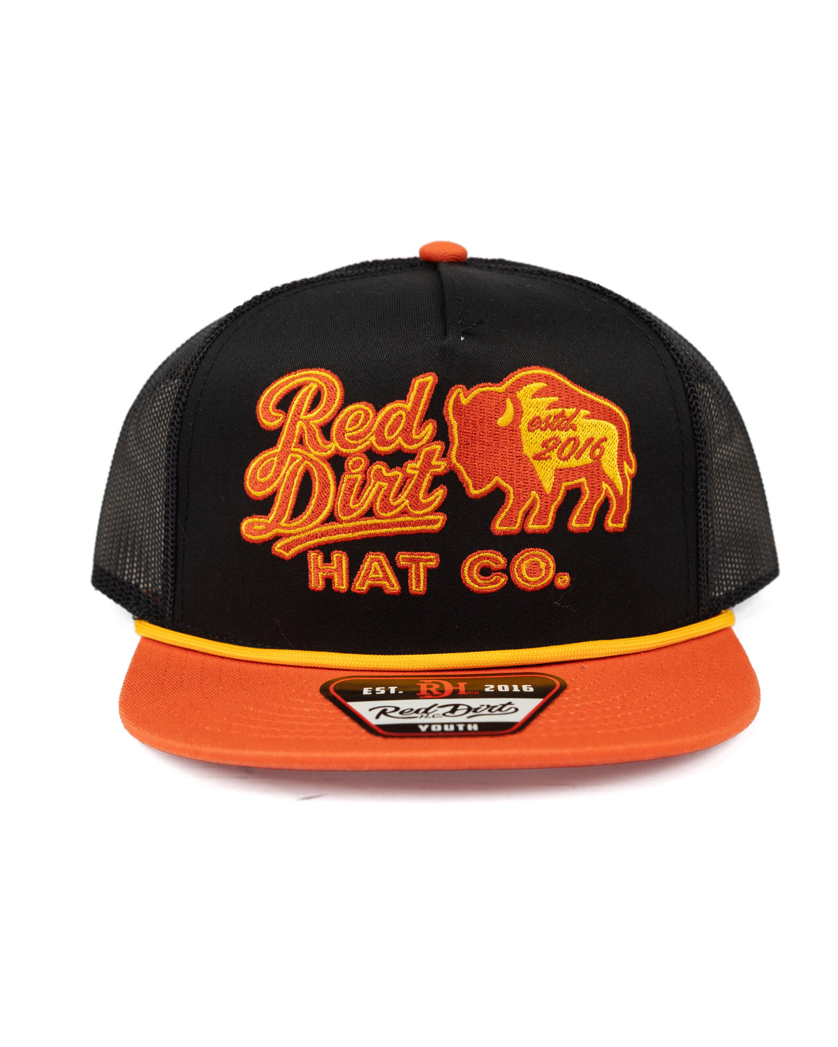 Red Dirt Hat Co Boy's Black Cap with Orange Bill RDHCY-69