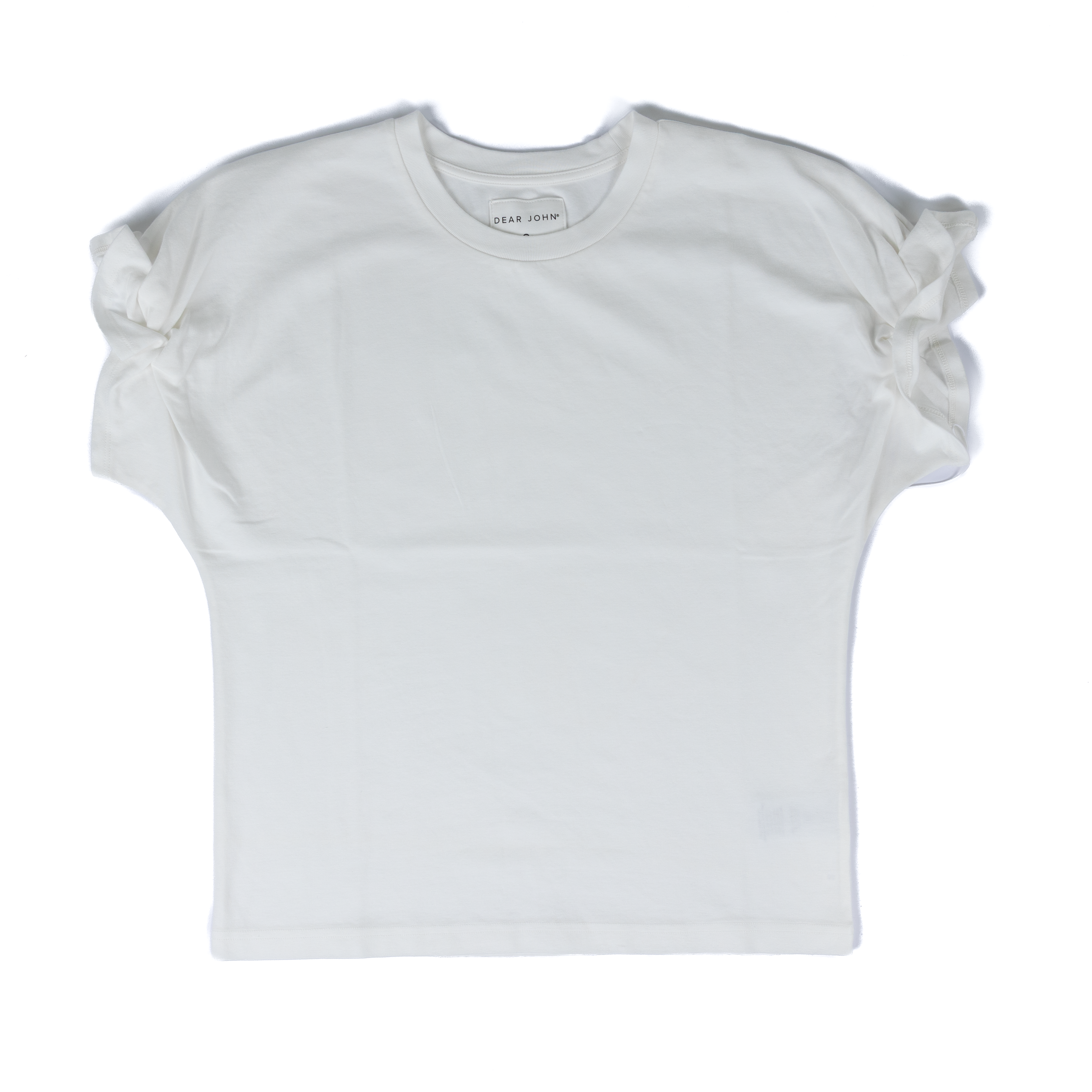 Women's Dear John White Meredith Short Ruffle Sleeve T-shirt DKN2171WHT