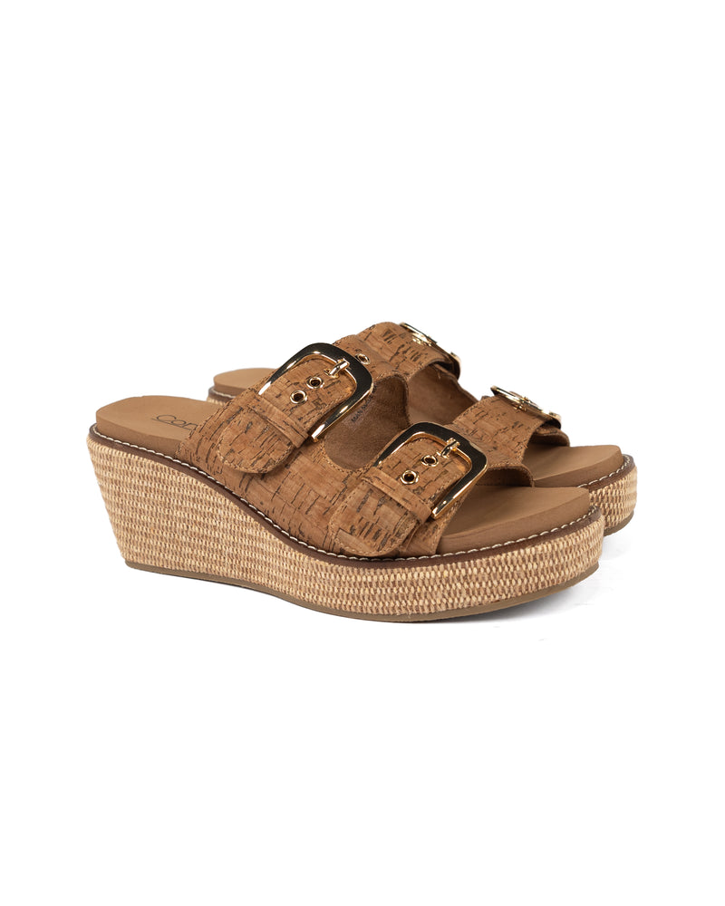 Corky's Women's Honey Cork Double Dare Wedge Sandals