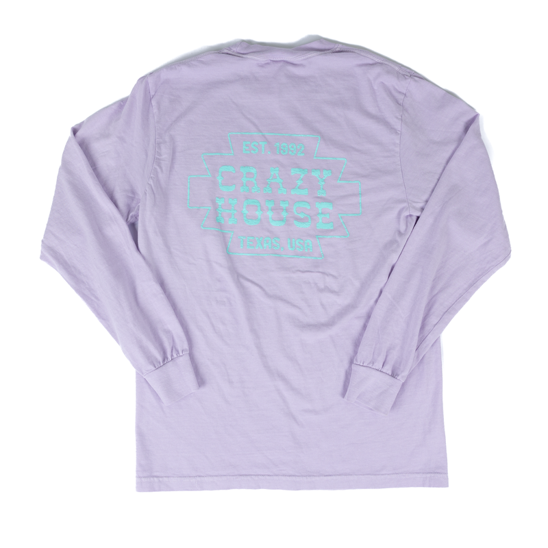 Crazy House Long Sleeve Shirt Orchid With Mint Aztec Print 