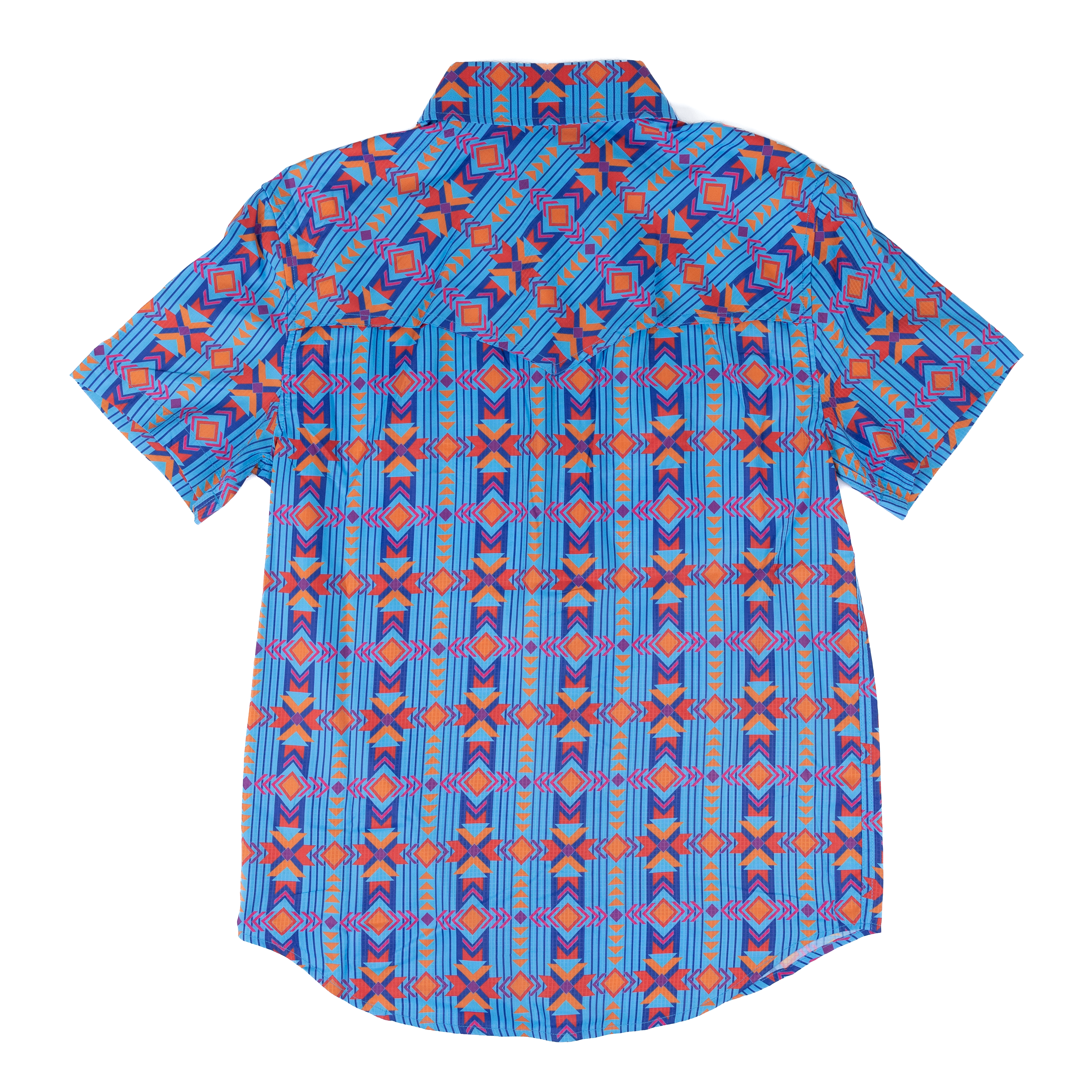 Men's Rock and Roll Short Sleeve Aztec Printed Snap Tek Western Shirt BMN3S08385