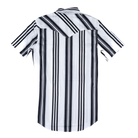 Men's Rock and Roll Slim Fit Black and White Striped Short Sleeve Snap Shirt BMN3S08303