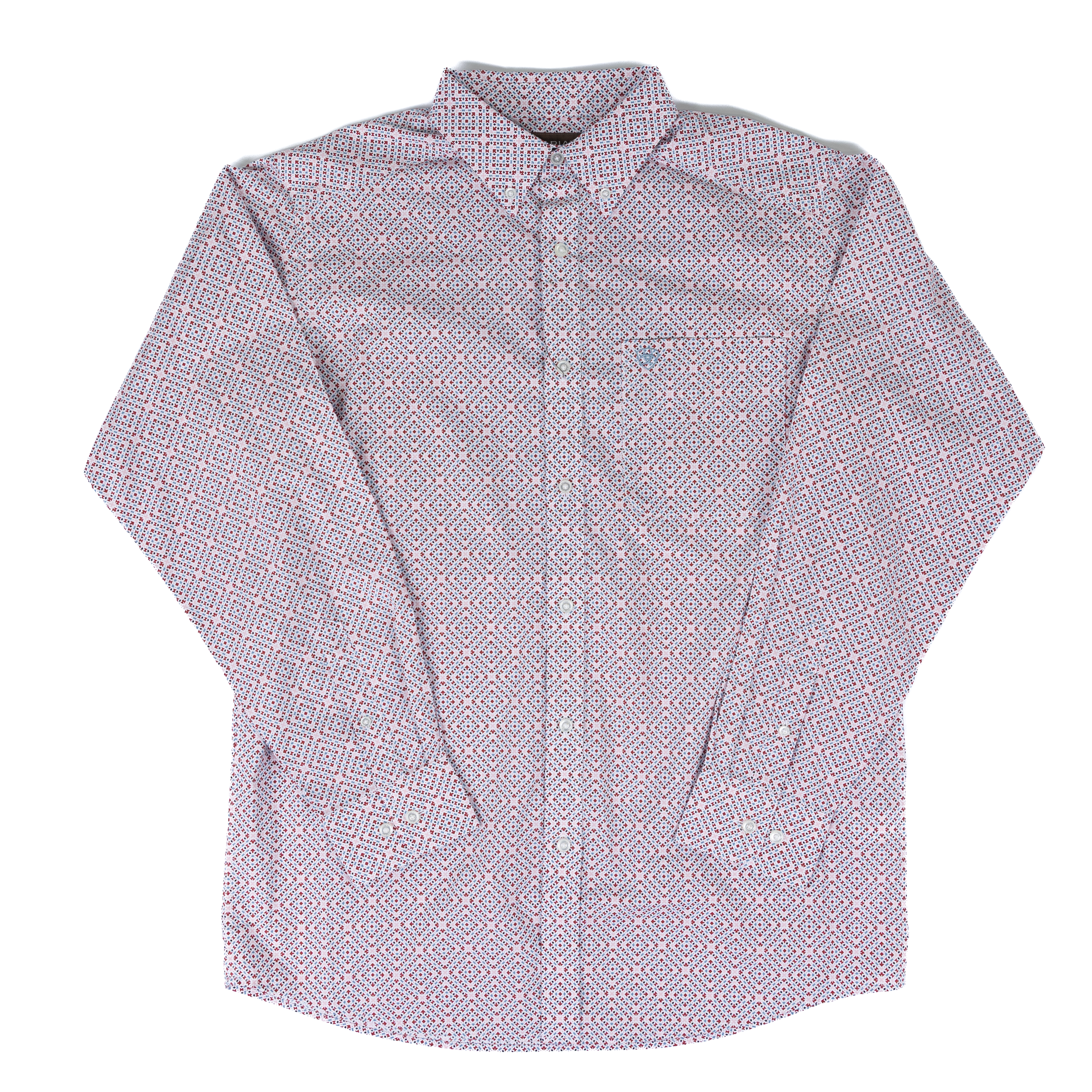Men's Ariat White Geo Print Tiernan Classic Fit Shirt 10071609