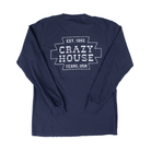 Crazy House Long Sleeve Shirt Navy with White Aztec Print 