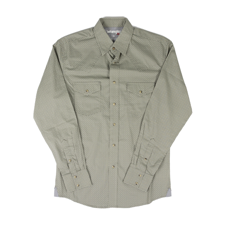 Men's Wrangler 20X Long Sleeve Green Patterned Shirt 112374297