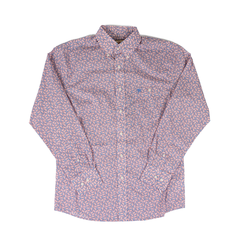 Men's Wrangler Red Print Classic Relaxed Fit Shirt 112374600