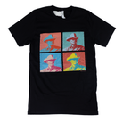 Women's Black and Multicolor Short Sleeve Cowboy Pop Art T-shirt 