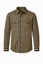 Men's 2 Rowels Ranch Long Sleeve Black and Tan Performance Pearl Snap Shirt 