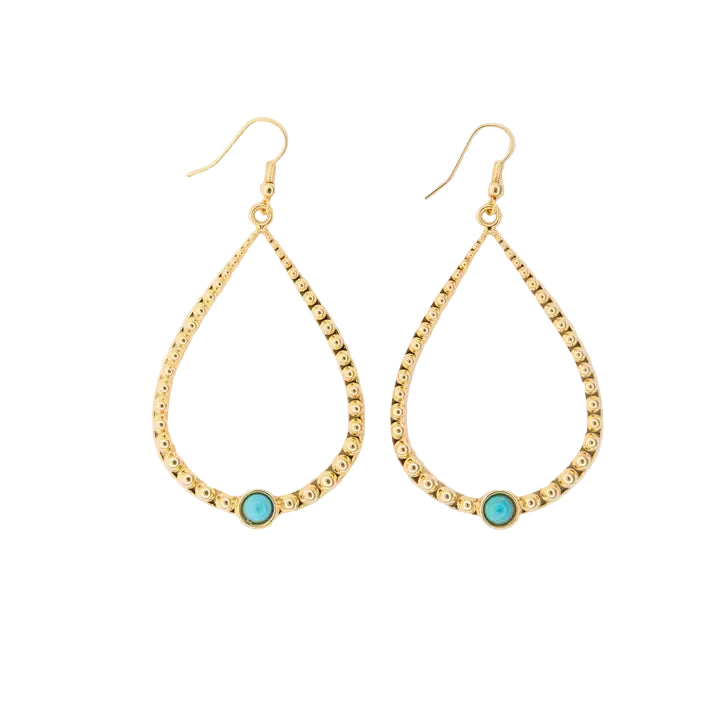 West & Co 2.25" 18K Gold Plated Hammered Teardrop Earring on Fish Hook WC-E23G