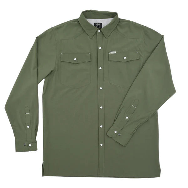 Boy's SanJac Long Sleeve Green Snap Up Shirt YTH-LS-OGRN - Crazy House Western Wear