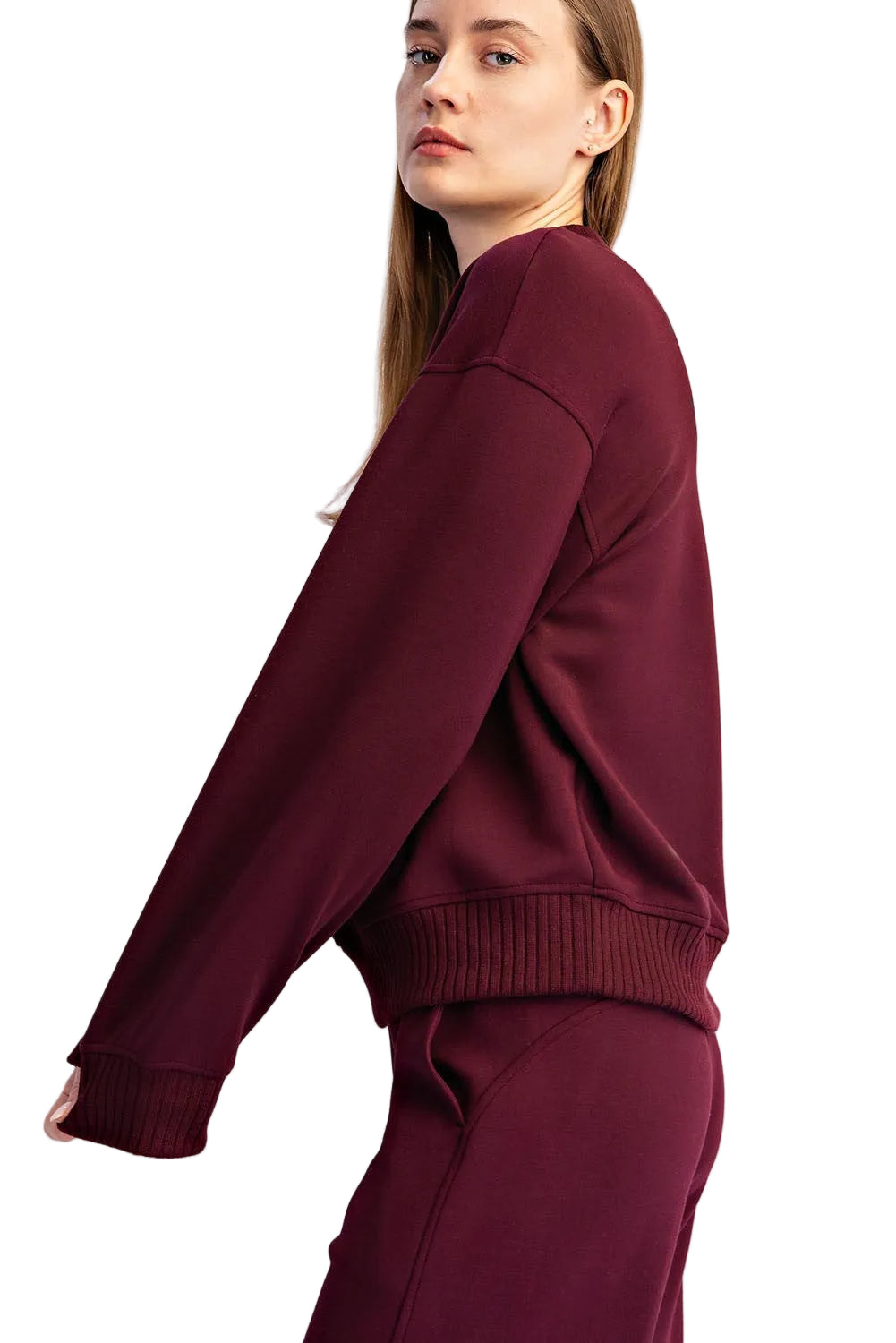 Rae Mode Women's Modal Scuba Luxe Crew Neck Top