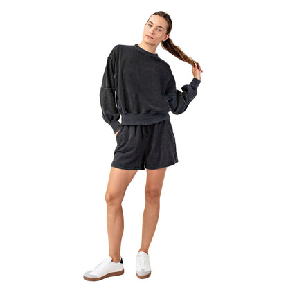 Women's Mineral Washed French Terry Short Set SET0029