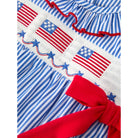 Girl's Infant 4th Of July Romper Bow Smocked Embroidery Onesie RPG60514