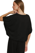 Umgee Women's Double Lined Bubble Sleeve & Hem Top 