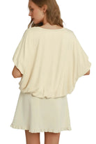 Umgee Women's Double Lined Bubble Sleeve & Hem Top 