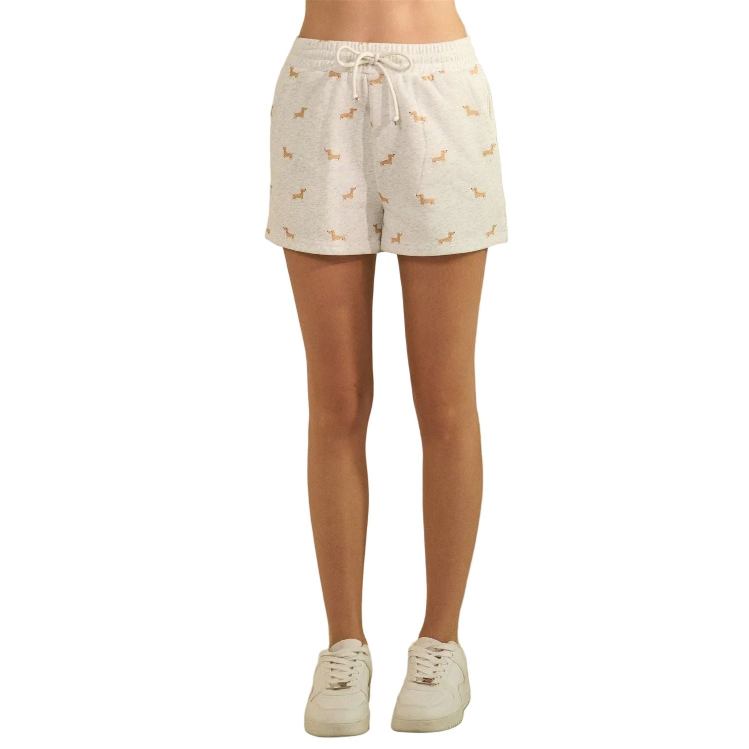 Women's Heather Gray All Over Dog Print Shorts VP72688