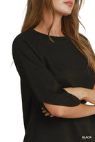 Umgee Women's Round Hem Raglan Sleeve Top