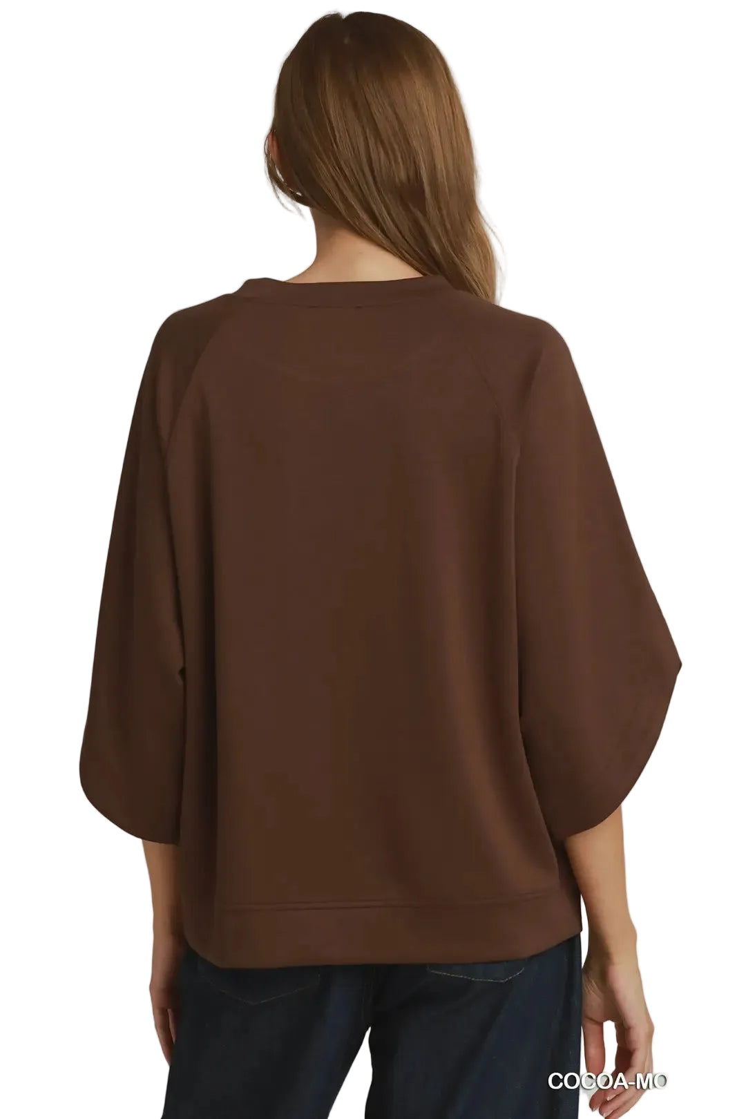 Umgee Women's Round Hem Raglan Sleeve Top