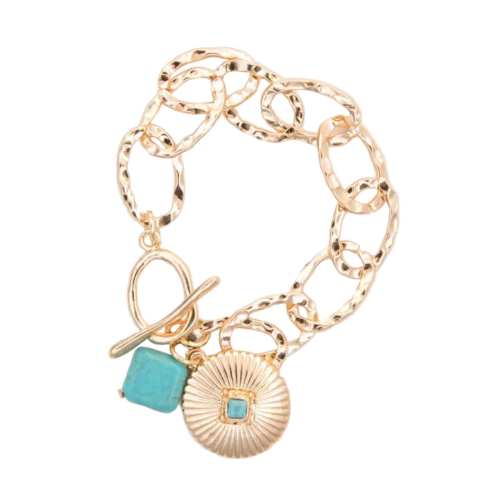 Women's West & Co 7" Chunky Chain Bracelet with Concho Charm and Toggle Closure BR1522G