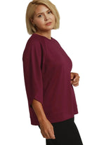Umgee Women's Round Hem Raglan Sleeve Top 