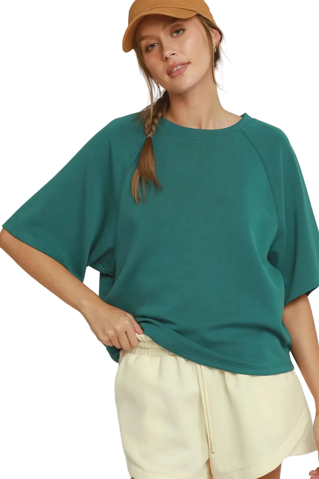 Umgee Women's Teal Relaxed Raglan Sleeve Top 