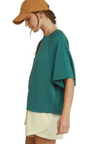 Umgee Women's Teal Relaxed Raglan Sleeve Top 