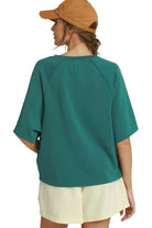 Umgee Women's Teal Relaxed Raglan Sleeve Top 