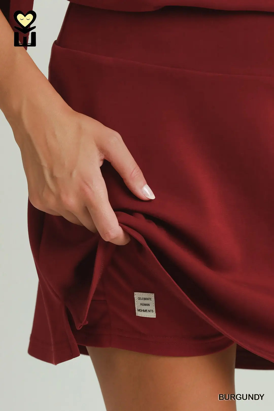 Umgee Women's Burgundy Core Skort 