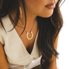 Women's West & Co 18" 18K Gold Plated Horse Shoe Necklace with Rhinestone WC-N26G