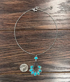 Women's Isac Silver and Turquoise 16" Western Gemstone Necklace 