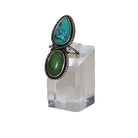 Women's West & Co Green Teardrop and Oval Two Stone Ring R293TQGRN