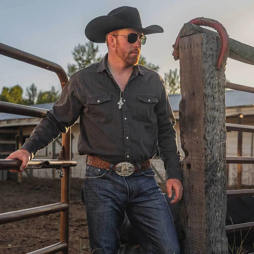 Men's Montana Silversmiths Aztec Buckle With Ranch Bucking Horse 56200-422