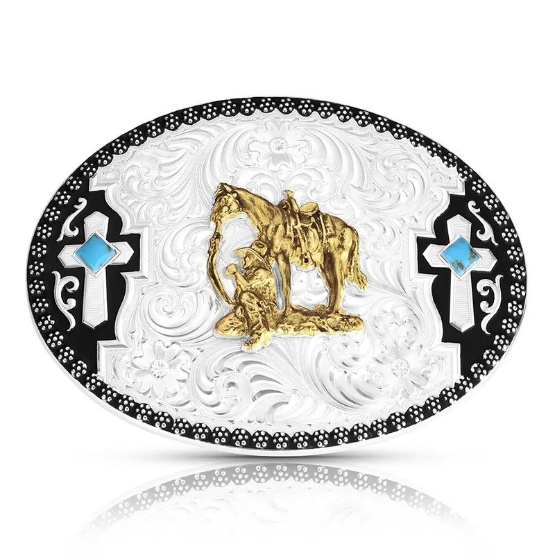 Men's Montana Silversmiths Undeniable Faith Buckle with Praying Cowboy 58610-456